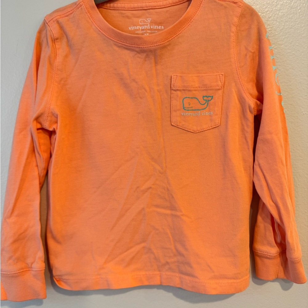 Vineyard Vines Kids Bright Orange Long Sleeve Tee